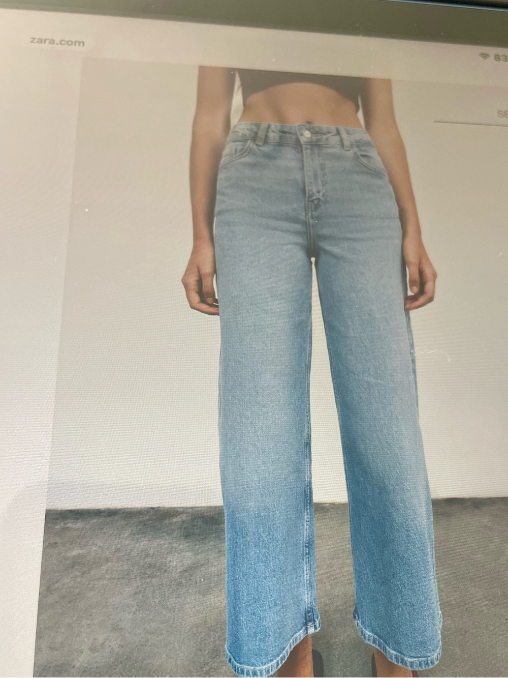 Zara Light Blue Wide-Leg High-Rise Jeans